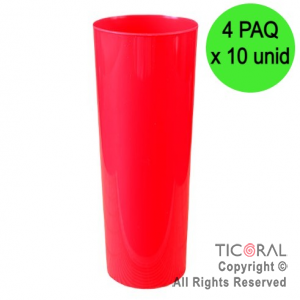 VASO TRAGO LARGO PP KV ROJO 280CC (4 pack x 10 unid)